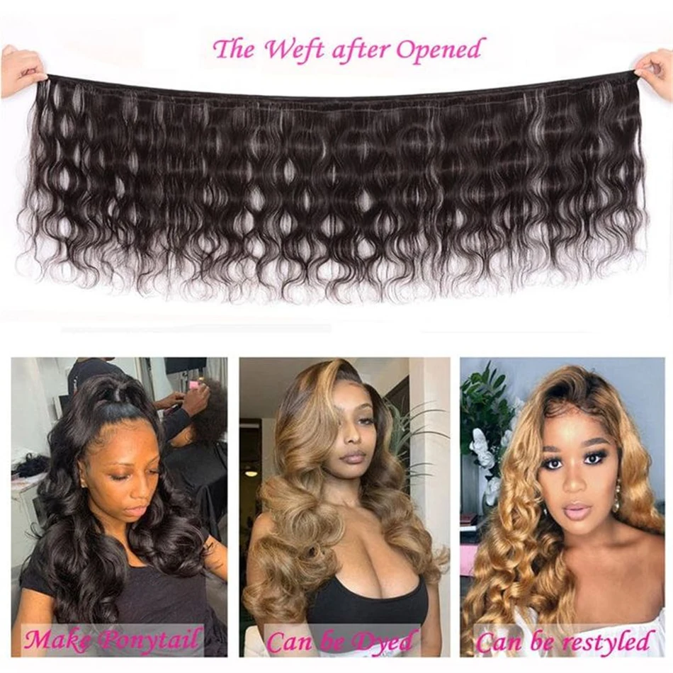 Body Wave Bundles Human Hair Extensions For Women Human Hair Weave Bundle Natural Black 10A Hair Bundle 1/3/4 Piece Weaving Hair