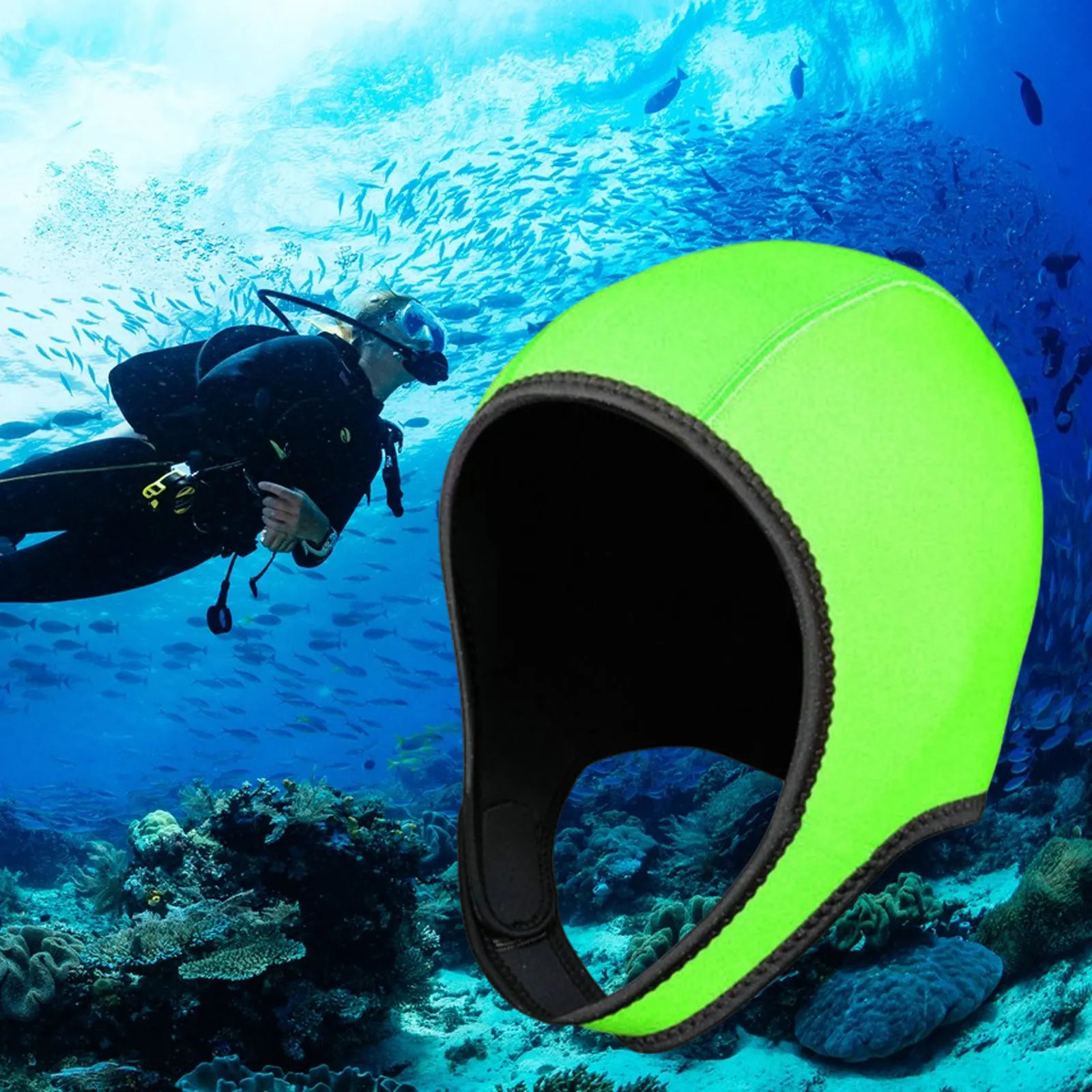 Scuba Dive Hood Badekappe, 3 mm Neopren, Thermo-Neoprenanzug-Kapuze, bequem, hält das Haar sauber, elastische Surfhut für Wassersport