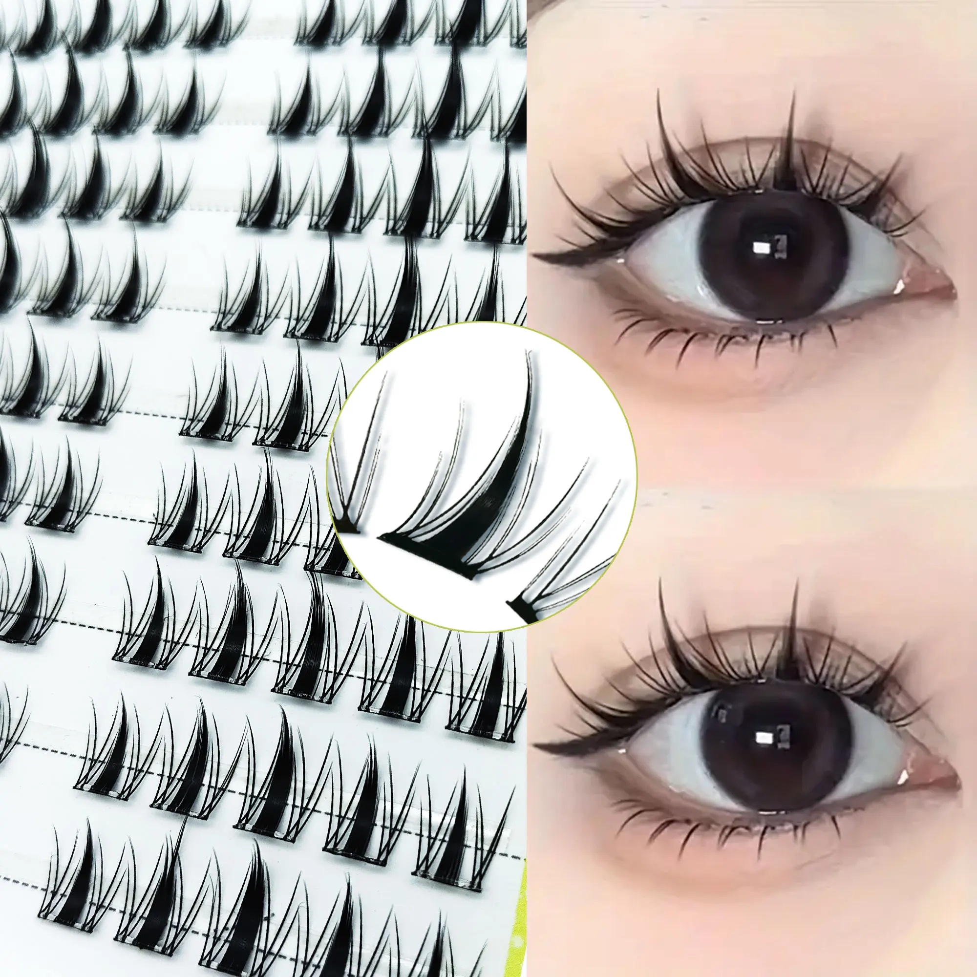 10 linhas de cílios postiços sem cola - ultraleves e finas, leves e naturais, criando uma maquiagem perfeita