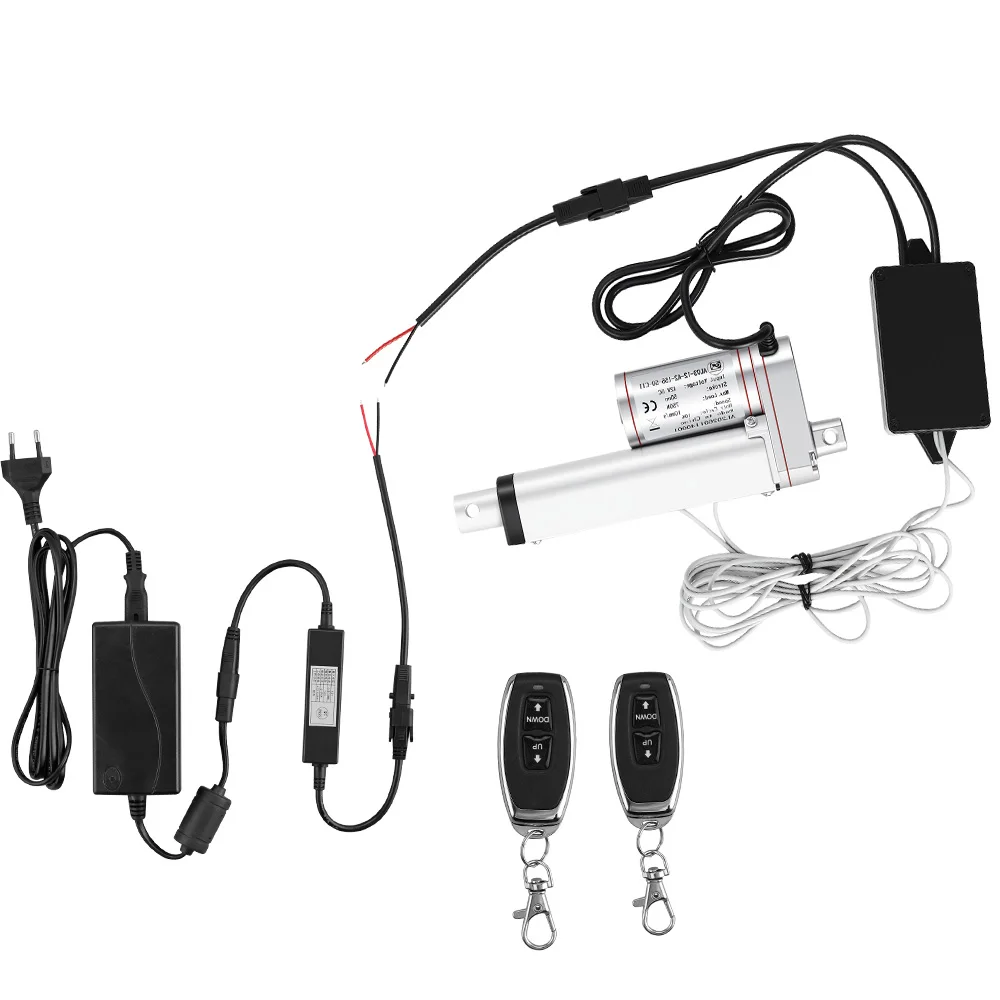 Adjustable Stroke Linear Actuator with Magnetic Limit Switch DC12V 750N 10mm/s 50mm Stroke with 100V-240V to 12V power supply