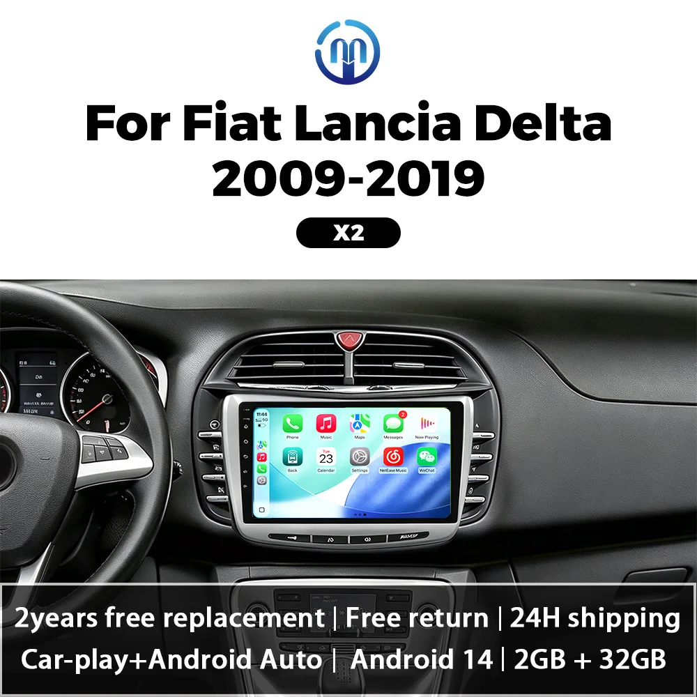 MEKEDE Car Radio Wireless Carplay For Lancia Delta 2009-2019 GPS Navigation Multimedia Player Android auto Wifi BT FM Radio SWC