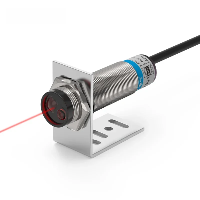 GTRIC laserowy czujnik fotoelektryczny z odbiciem rozproszonym serii M18 10-30V NPN PNP widoczne miejsce 2mm odległość wykrywania 30CM regulowana — zdjęcie produktu 7