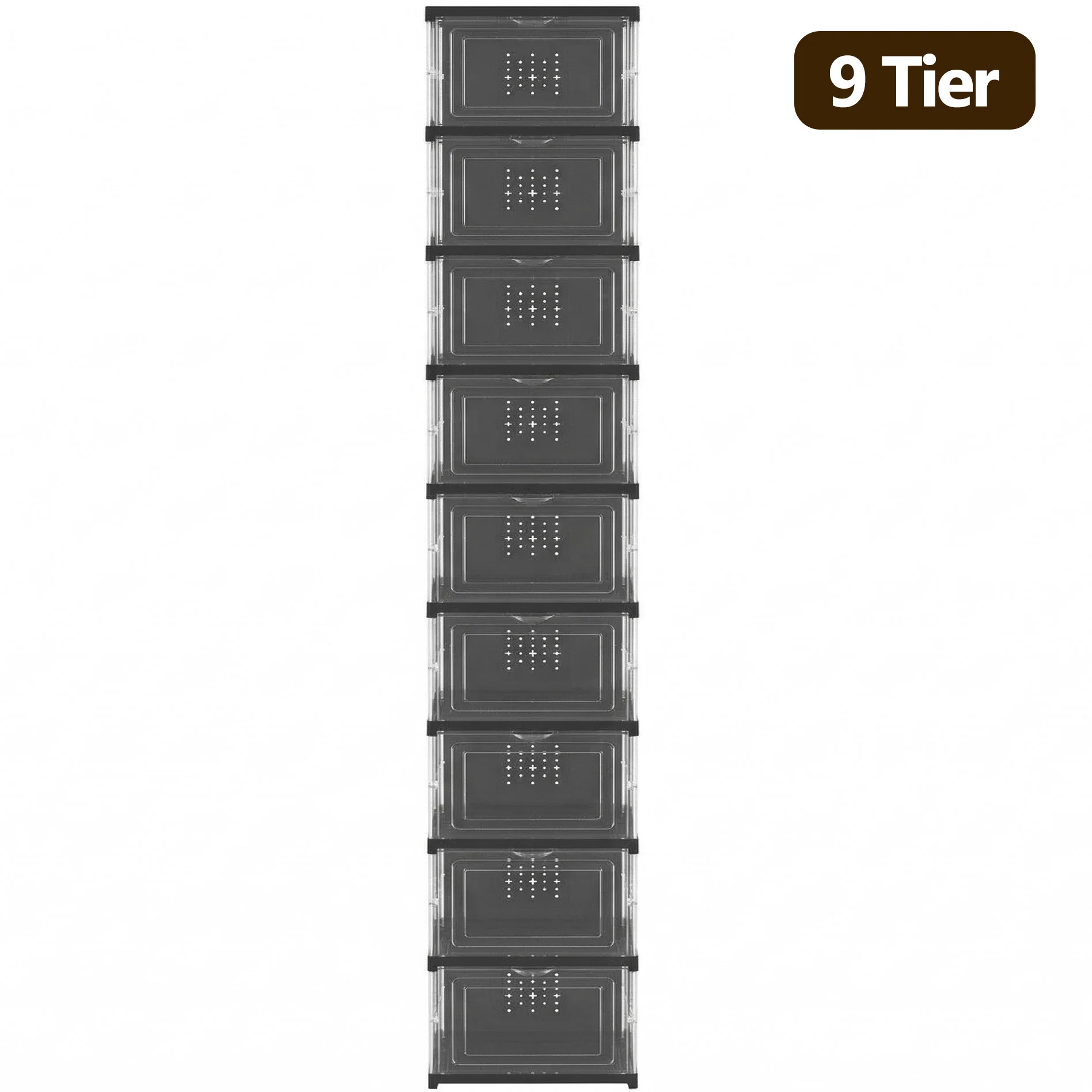 

Органайзер для обуви, складной стеллаж для хранения без сборки, идеально подходит для демонстрации кроссовок и ежедневного хранения (9-ярусный, черный)