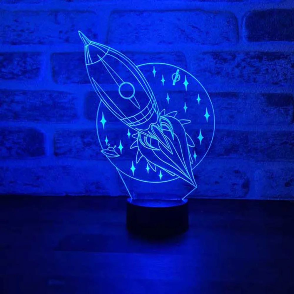 

Rocket 3D Illusion Acrylic LED Lamp Night Light Xmas Christmas Party Decoration Wedding Decoration Neon Signs Kids Room Decor