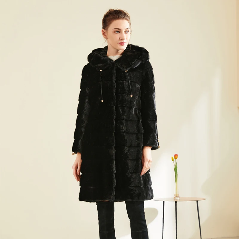 

Faux Fur Coat for Womens Long Sleeve Coat Jacket Faux Fur Warm Winter Pocket Overcoat Female Clothing