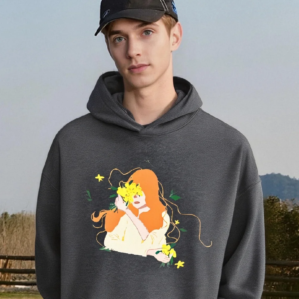 

Зимние толстовки с рисунком и красивым принтом для девочек, нейтральный модный женский свитер большого размера Y2K, повседневная свободная одежда унисекс