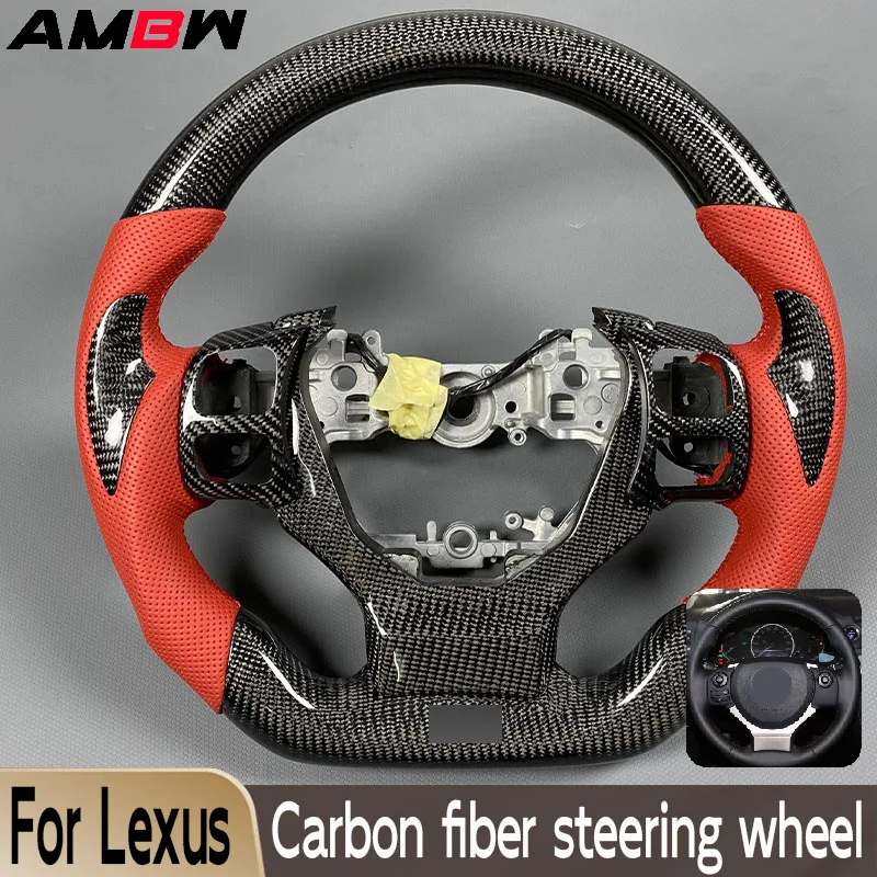 

For Lexus IS/RCF Steering Wheel 2013-2022 Carbon Fiber Steering Wheel Be Customized Red Perforated Leather