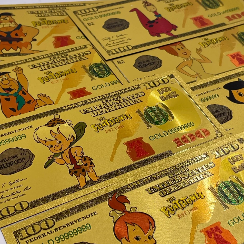 

8 Styles America Anime Cartoon Gold Plated Banknote Sets Cute Money Cards-Novelty Collectible Decorative Souvenir Gift