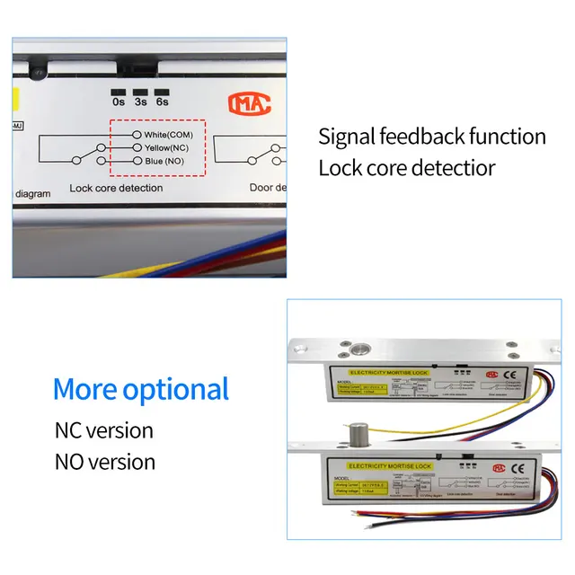 DC12V NC NO Electronic Drop Bolt Lock Magnetic Solenoid Mortise Latch for Glass Wooden Metal Secuirty Door Access Control System 4