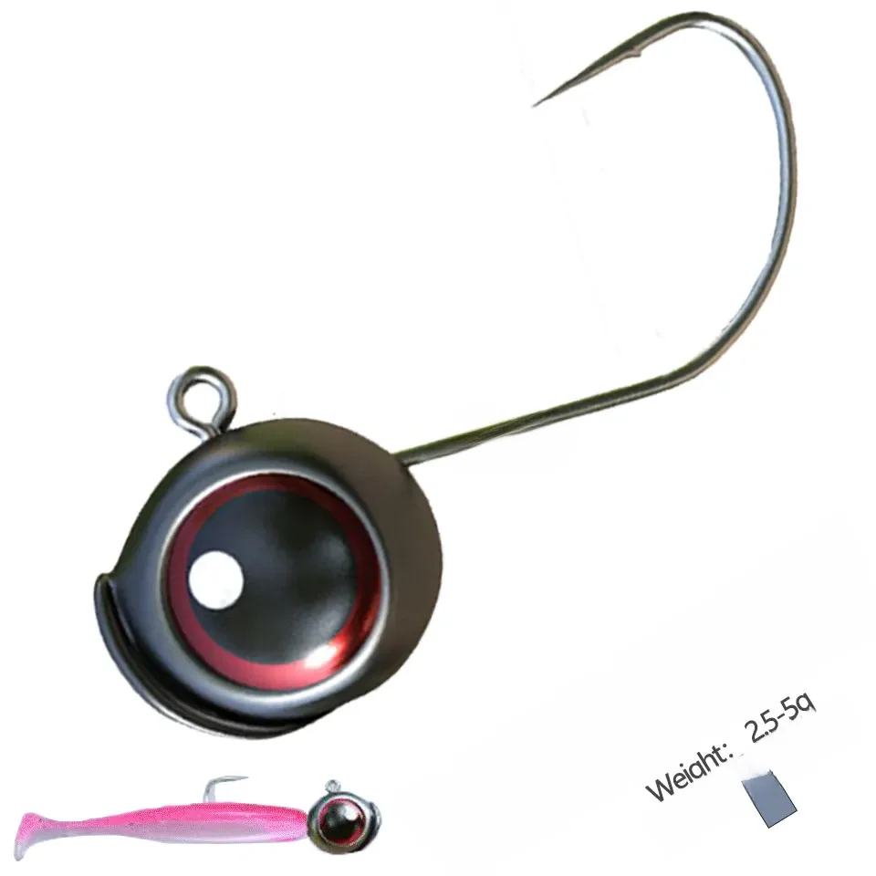 10Pcs/Lot 2.5g 3g 5g Lead Head Jig Hooks 3D Eyes Jigging Bait Barbed Root Ned Hook Fishing T-tail Soft Lure Tackle — zdjęcie 2