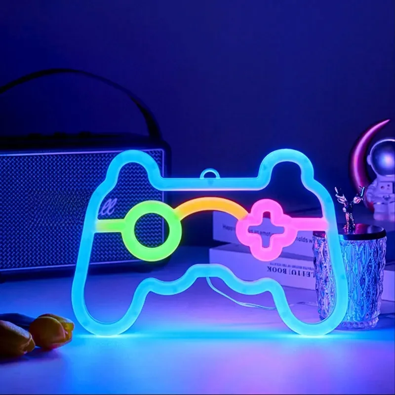 Temu Enseigne NéOn Pour Joueurs - DéCoration Murale/Bureau De Manette De Jeu Avec Alimentation Usb/Piles, ÉClairage Multicolore Et ÉConome En ÉNergie-image