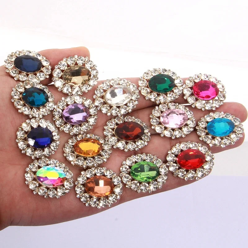 4 pièces 25mm * 31mm yeux d'hippopotame bouton ovale en strass à dos plat pour les projets artisanaux d'invitation de mariage peuvent mélanger les couleurs pour la livraison gratuite