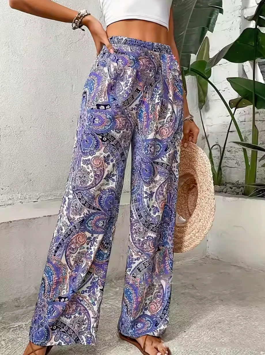 بنطلون نسائي بوهيمي واسع الساق - مراجعة Palazzo Pant Wide وسعره
