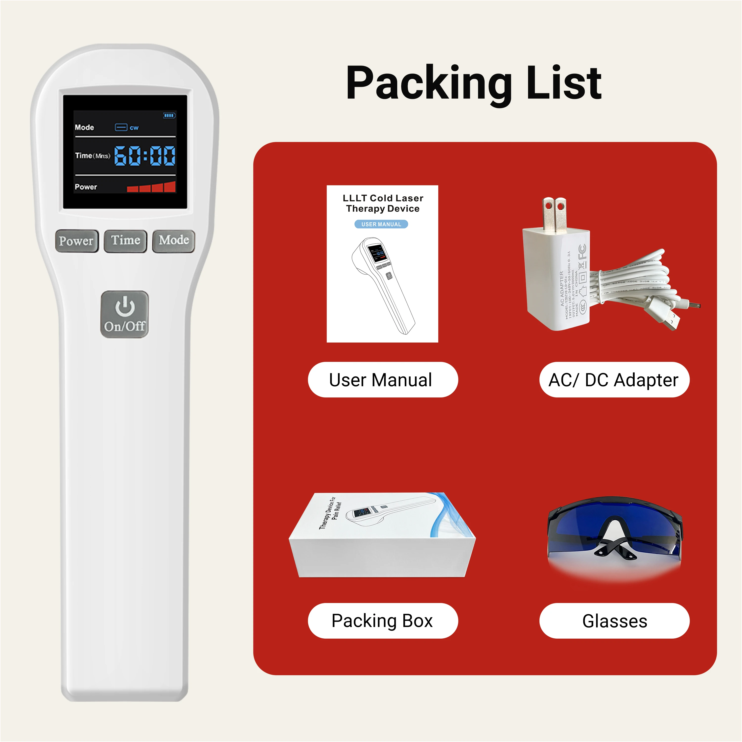 ZJKC Pain Relief Red Light Cold Laser Therapy Machine 880mW LLLT Physiotherapy for Muscle Recovery & Inflammation Reduction