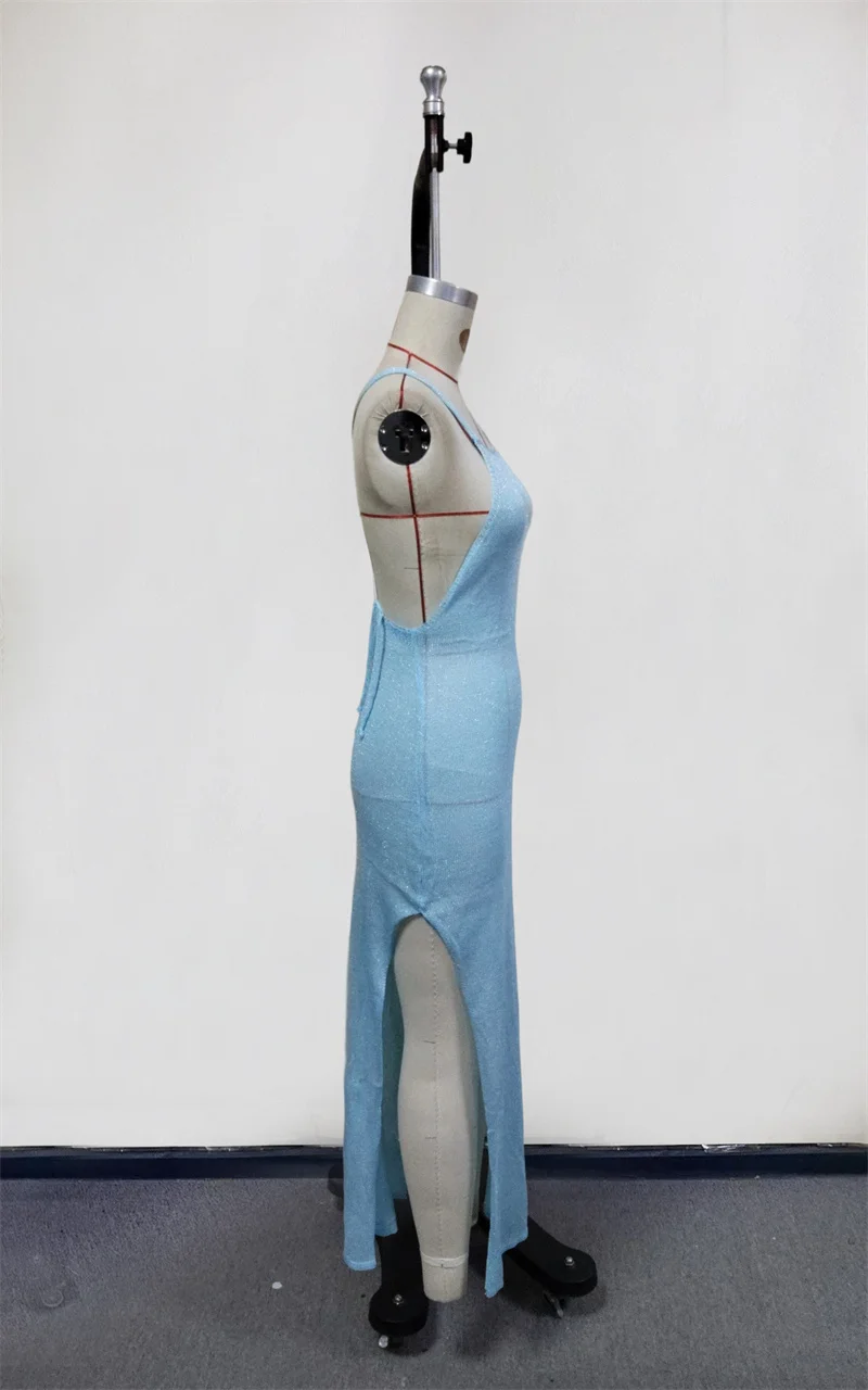 Femmes sans manches dos nu fente latérale longues robes en tricot Crochet Bikini cache-maillot maillots de bain Sexy maillot de bain plage couvrir maillots de bain