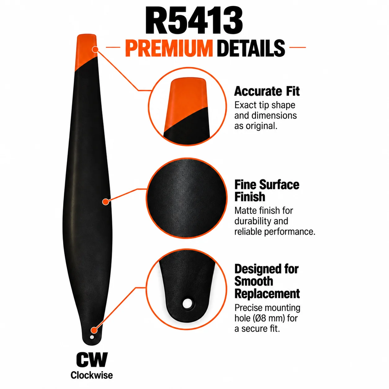 R5413 Propeller Blades for DJI T20P Agricultural Drone, Black Durable Props, Wear & Impact Resistant, Easy Install & Replace