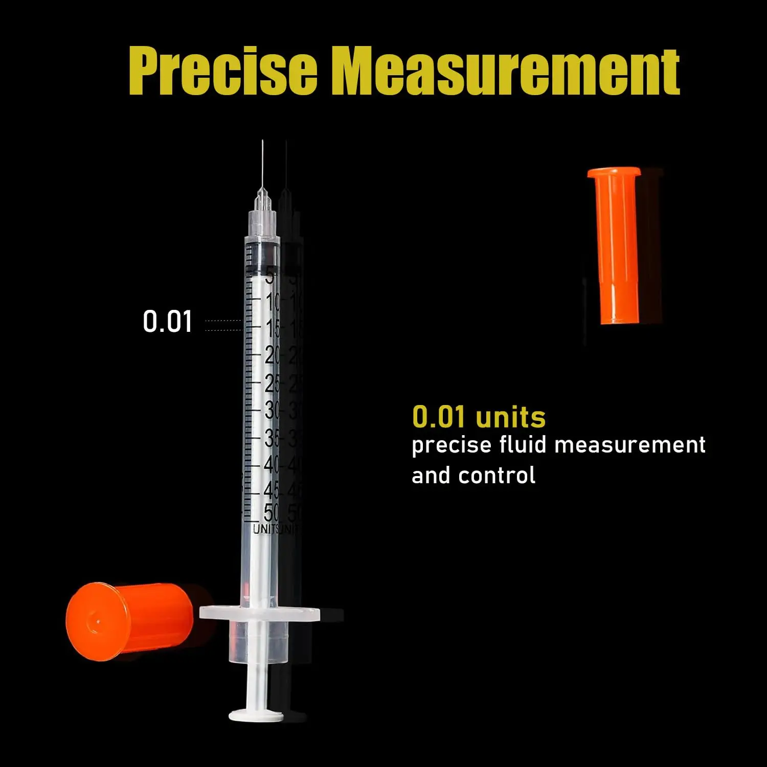 Seringue à insuline manuelle en plastique de 0,5 ml 31G 8MM, emballée individuellement pour animaux de compagnie, usage vétérinaire, 100 PCS/boîte
