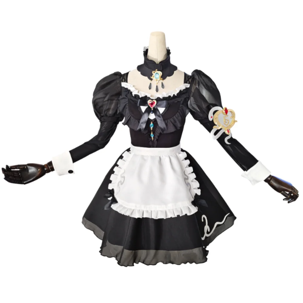 Fiona Gilman Cosplay Costume Identity V Priestess Black Maid Dresses Crimson Skin Costume For Halloween Party Outfit