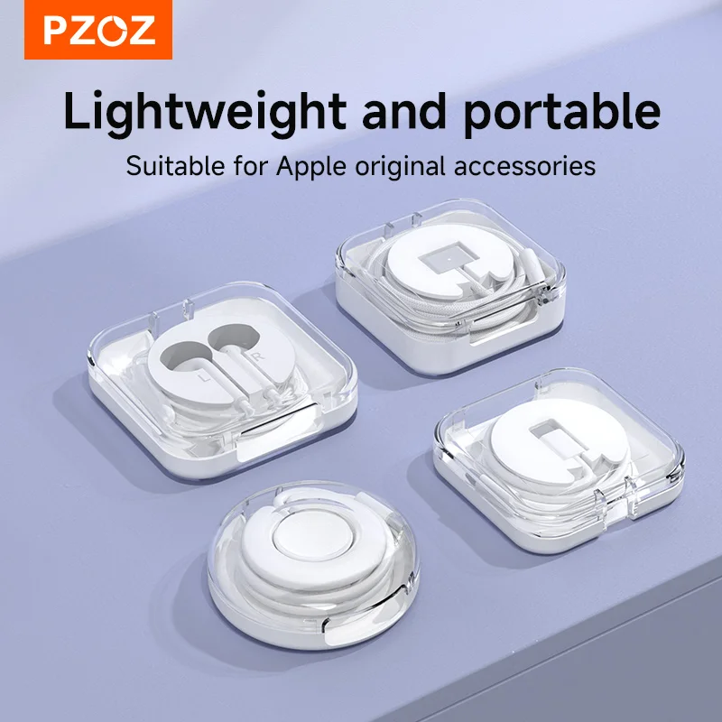 PZOZ para fones de ouvido com fio Apple, organizador de cabos USB-C para USB-C, caixa de cabos para iWatch e Macbook, acessórios para escritório