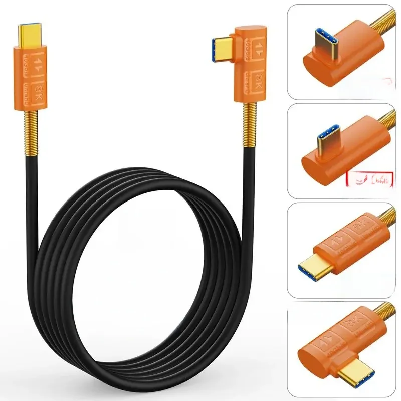 Miękki silikonowy kabel USB4 do transmisji danych typu C męski na męski kompatybilny z Thunderbolt 40 Gb/s szybkie ładowanie 8K kabel projekcyjny PD240w — zdjęcie produktu 7