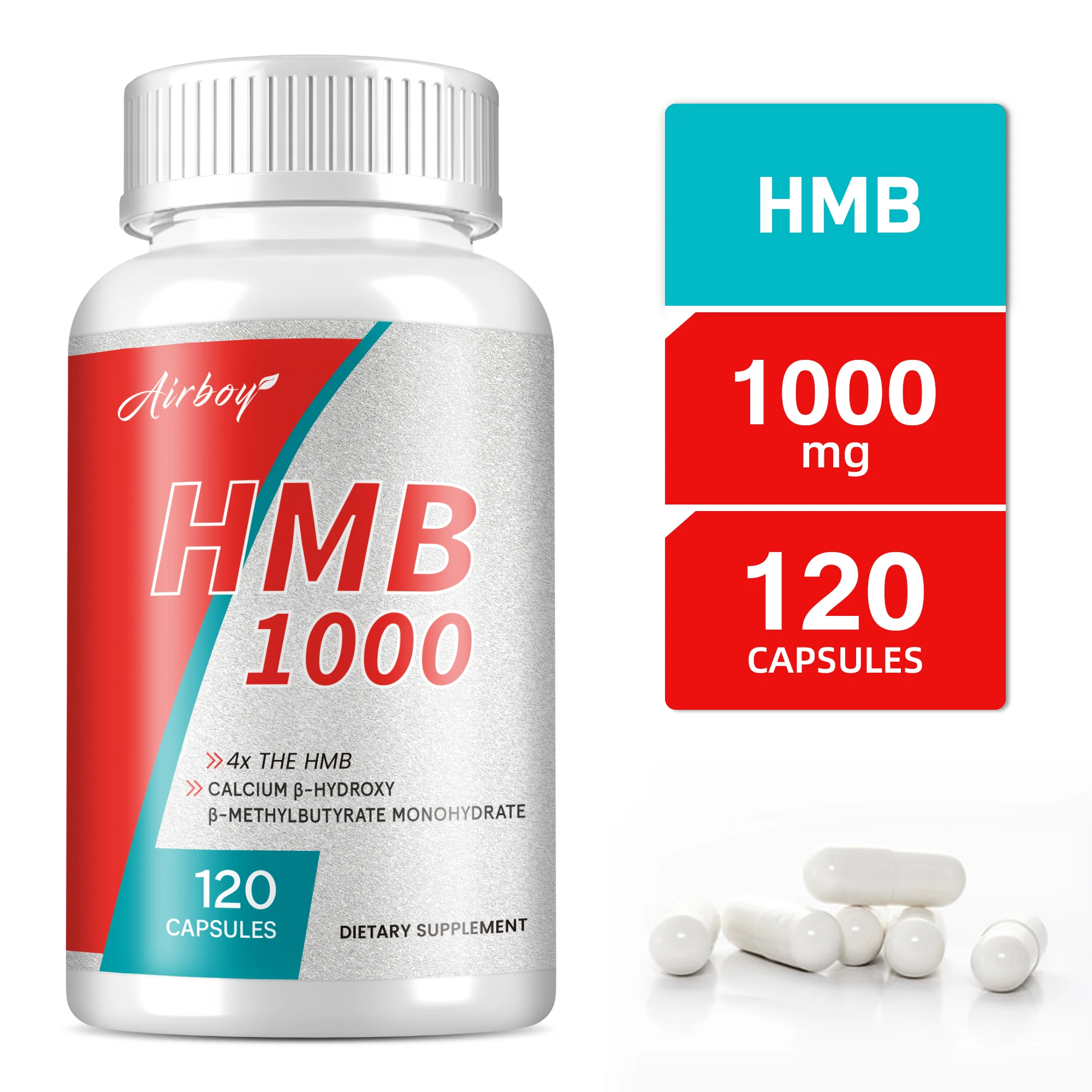 HMB Supplements - Improves Endurance, Builds Lean Muscle Mass and Promotes Muscle Recovery - 120 Capsules