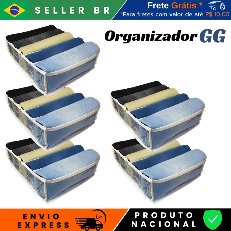 5 Kit GG Drawer Organizer Dresser Wardrobe Crystal Hive for T-Shirts Bermuda Jeans Regatta Pajamas