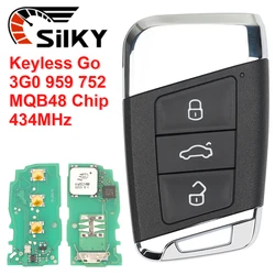 SilKY Keyless Go Remote Car Key 3 Buttons 434MHz MQB 48 Chip FOB For VW Volkswagen Passat B8Superb A7 Magotan MQB48 2015-2019