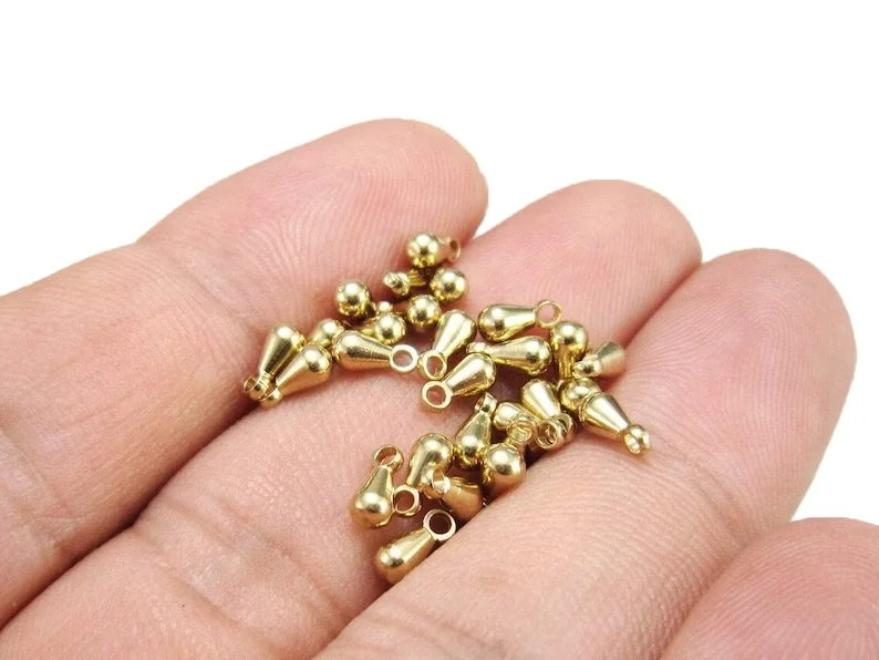 50pcs Drop Charms, Extender Chain Drop Charm Ends, Brass Charms, 6x3mm, 7x3mm, 9x3mm, Earring Accessories, Jewelry making R848