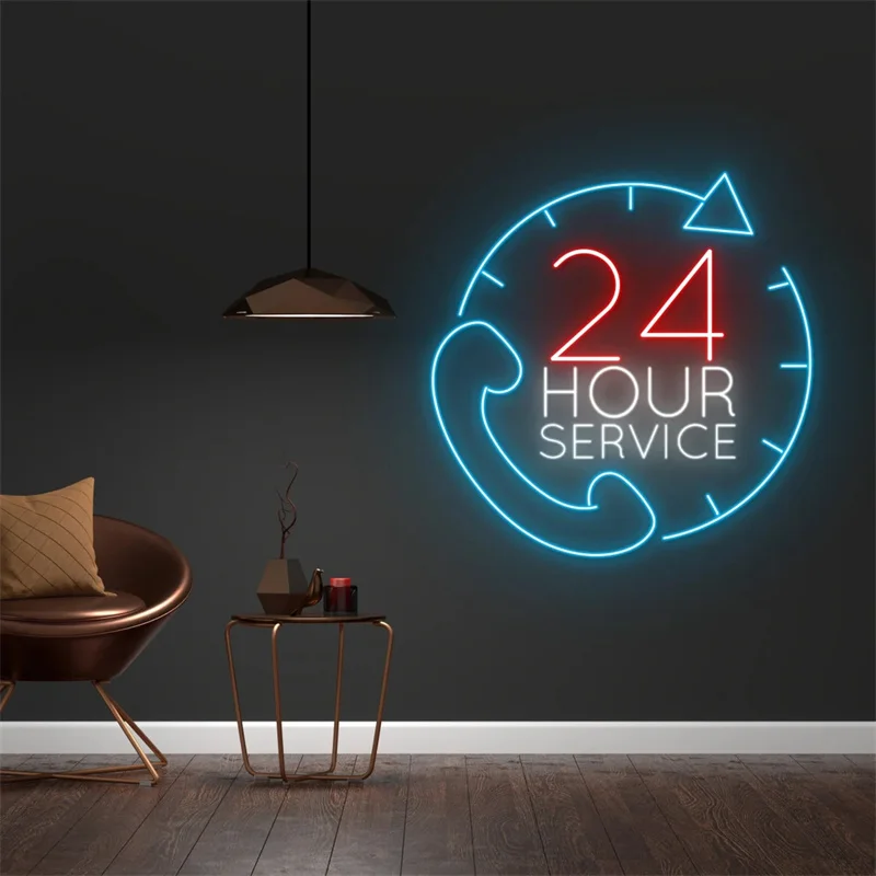 Custom 24 Hour Service Led Sign, 24 Hour Service Neon Sign, 24 Hour Service Led Light, Shop Store Neon Light, Business Led Decor