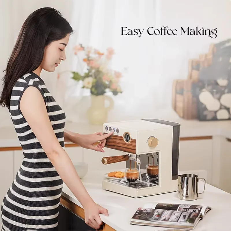 ONEHAPPY Italian household and commercial small semi-automatic coffee machine steam milk foam espresso