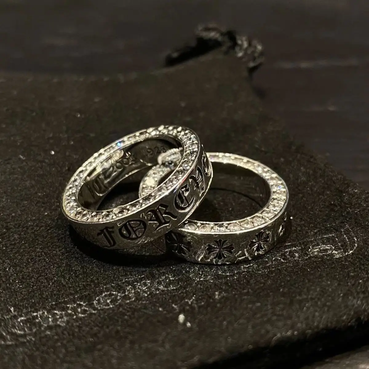 CHROME HEARTS New high quality engraved vegan ring 2025 men dark retro trend personality fashion ring