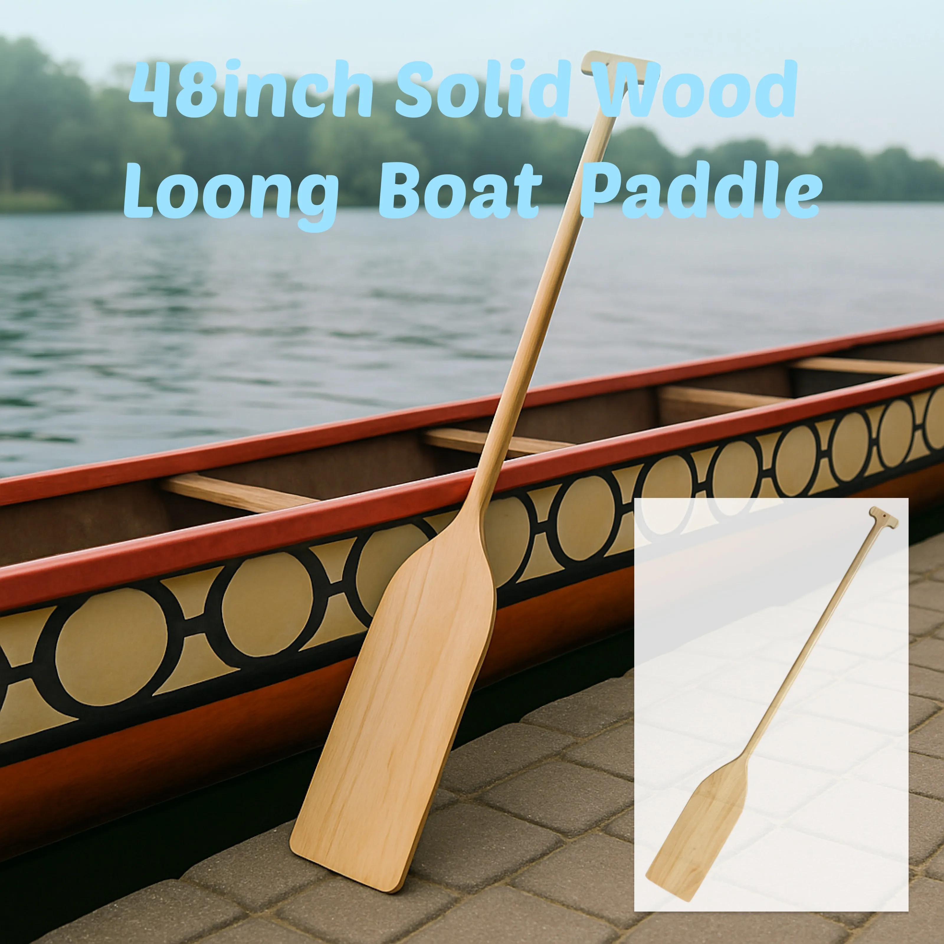 

48inch Solid Wood Loong Boat Oar Sturdy Durable Hand Wooden Oar Dragon Boat Paddle for Professional Competitive Training