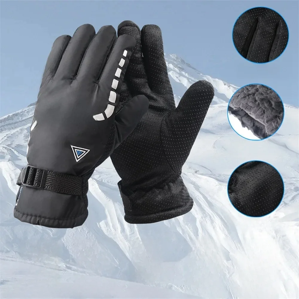 AliExpress NONE Winter Men Women Full Fingers Gloves Warm Thicken Fleece Skiing Outdoor Running Gloves Waterproof Windproof Non-Slip Mittens