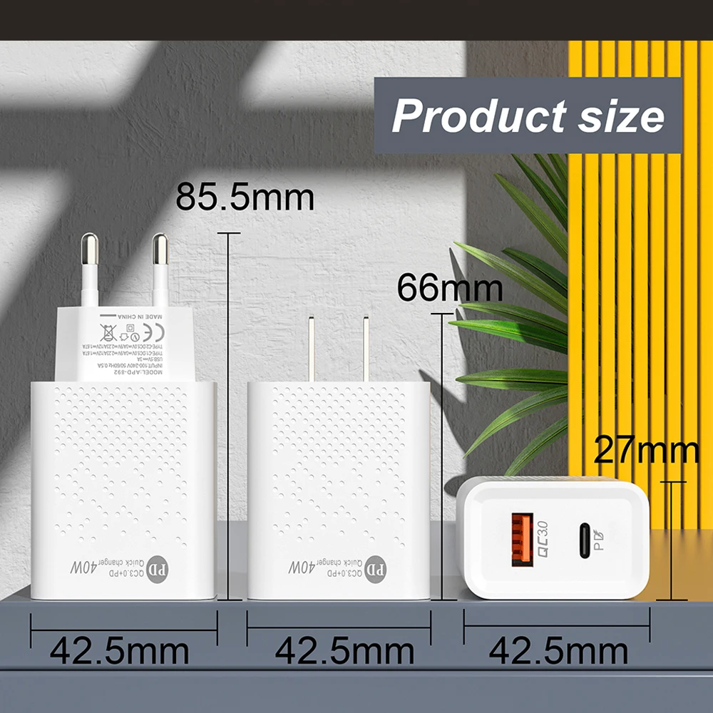 Ładowarka 40W USB C szybkie ładowanie ładowarki QC 3.0 PD typu C szybkie ładowanie do telefonu iPhone Xiaomi Samsung Huawei ładowarka Adapter