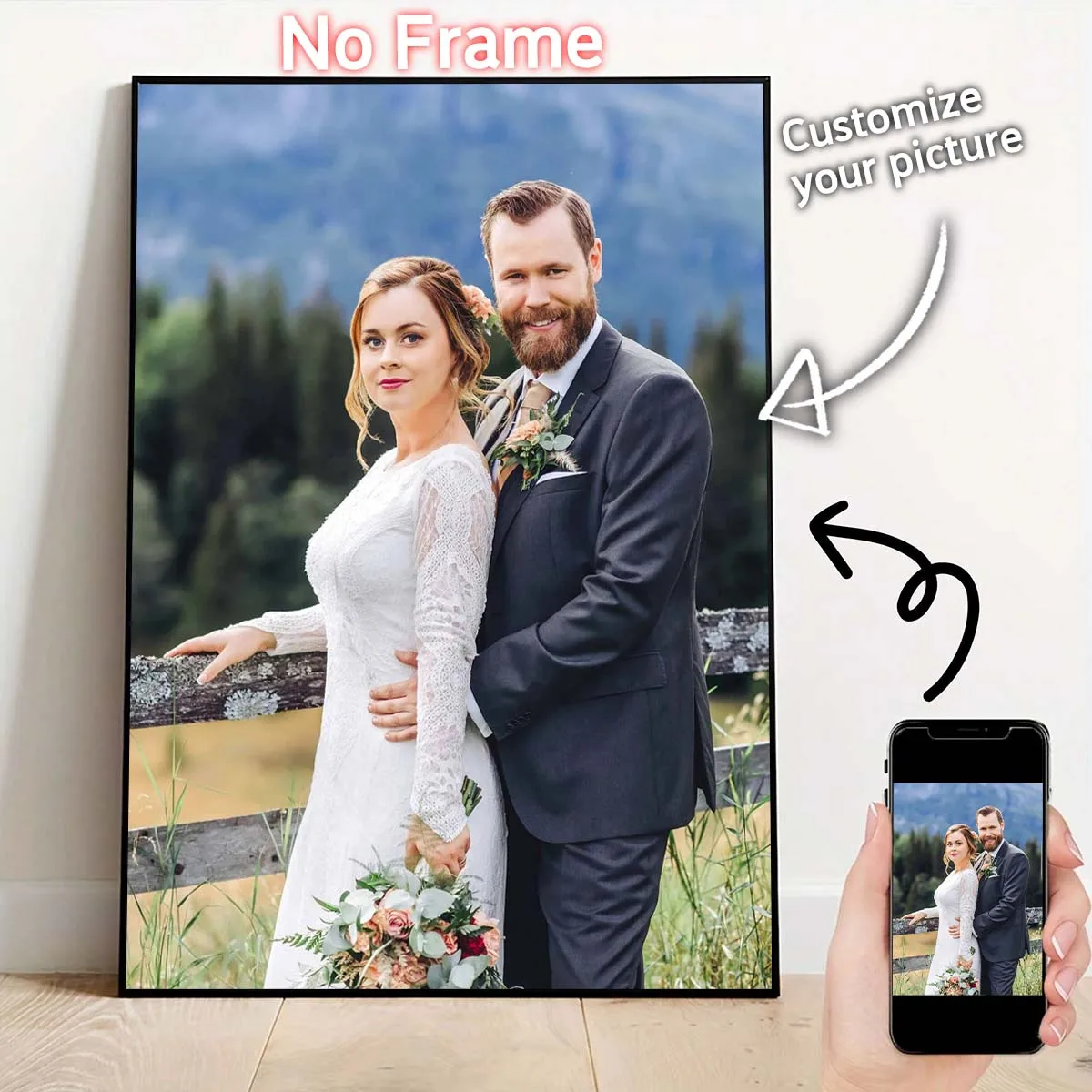 Op maat gemaakte canvas schilderij van uw foto's Bruiloft Verjaardag Poster Wanddecoratie Huisdieren Familie Landschap Foto Decoratie