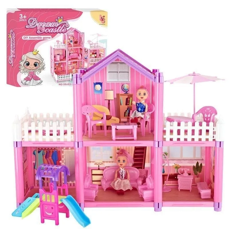 Casa De Bonecas Para Meninas Princesa Sonho Castelo Barbie Conjunto Crianças Brincadeira Montagem