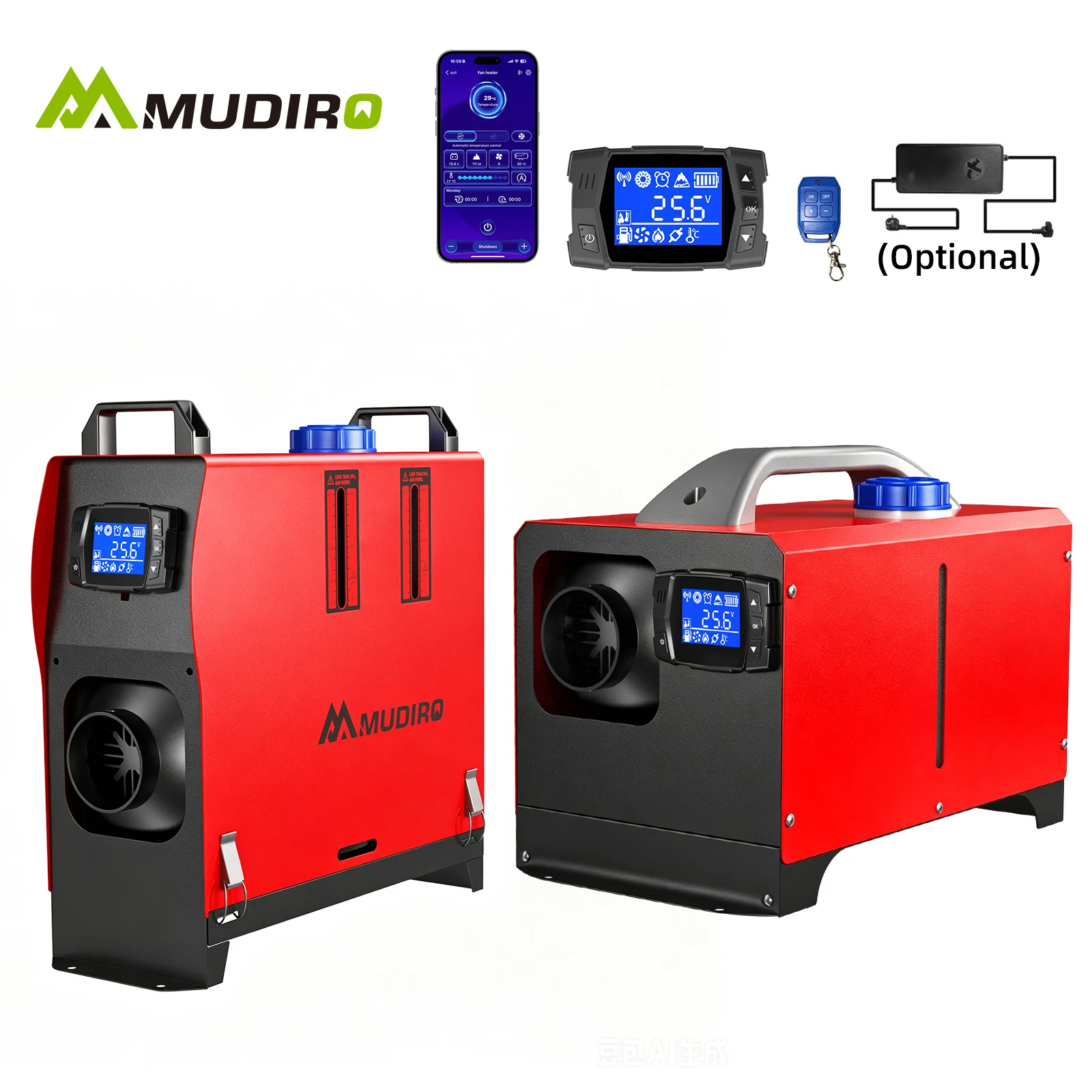 2026 Upgrade Mudiro 8KW Diesel Air Heater Auto High Altitude Mode&Smart LCD Panel Bluetooth APP + Remote Control Dual Wireless Auto Start‑Stop 4‑Language Voice Broadcast 1.5m Extension Cord 12V/24V/240V Adapter Ideal for RV, Truck, Camper, Tent, Garage