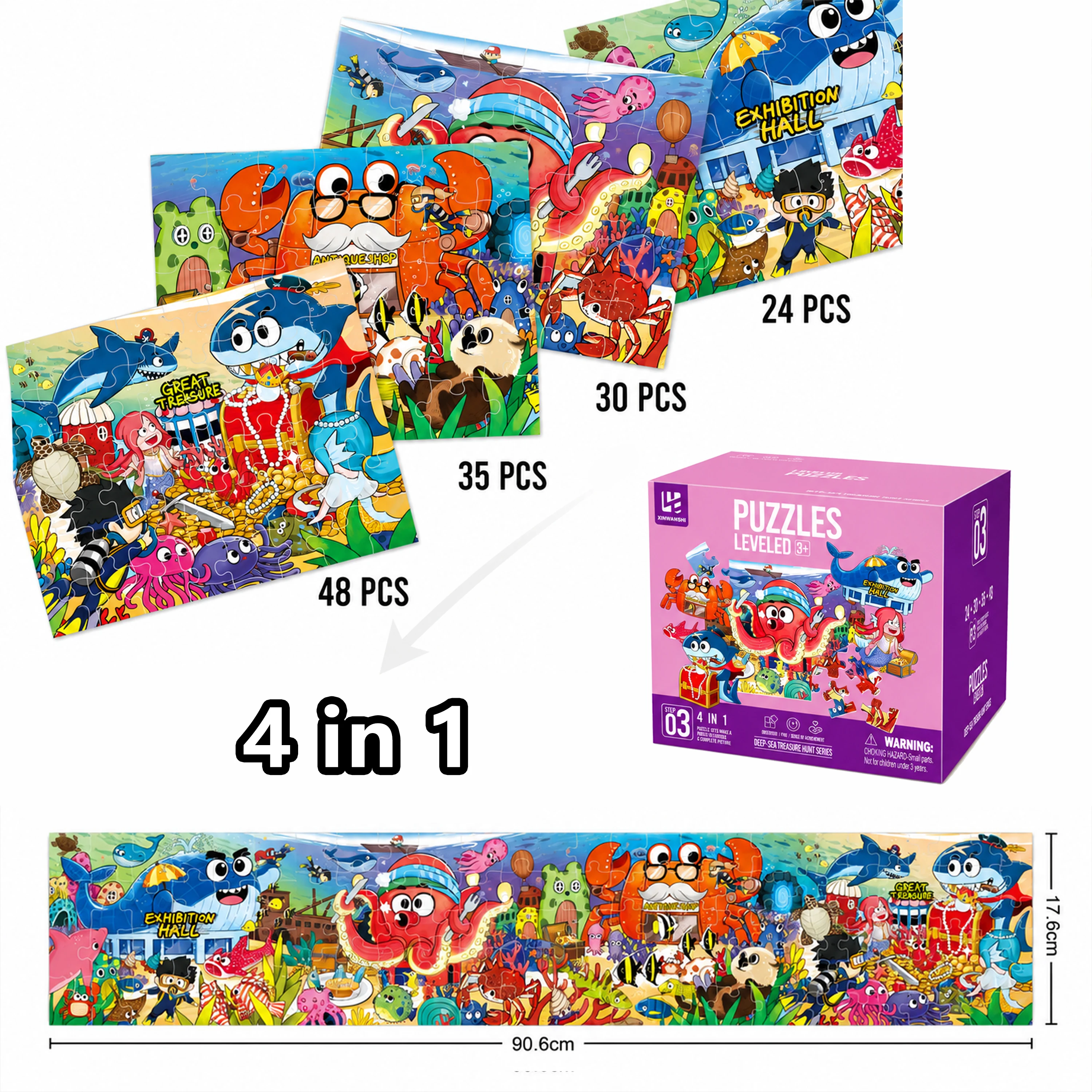 

24/30/35/48PCS/Set Ocean Series Mini Cartoon Puzzle Educational Toy Gift for Adults and Children Family Interactive Jigsaw