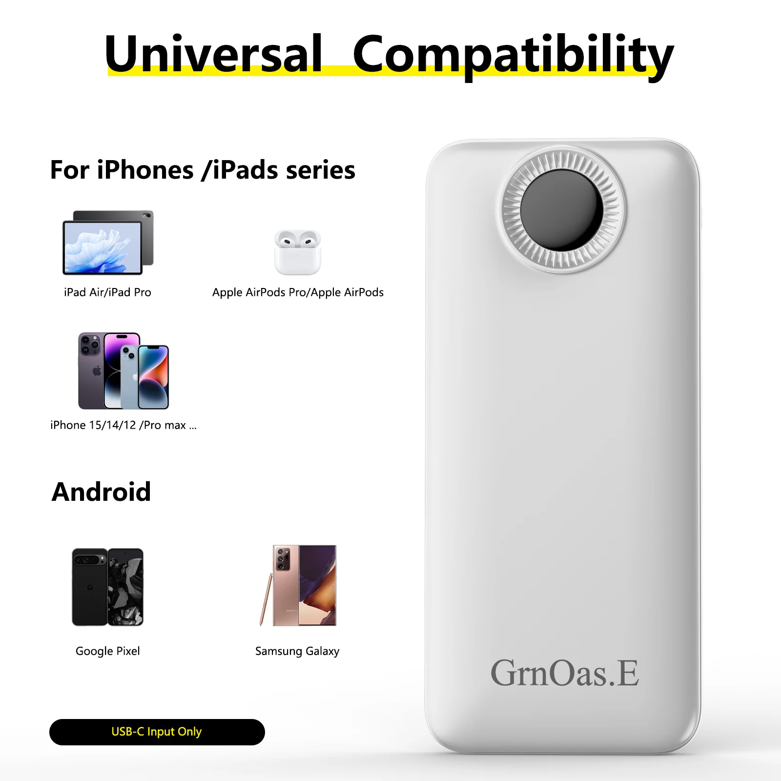 شاحن محمول مع كابلات مدمجة، باور بانك شحن عالي السرعة بقدرة 10000 مللي أمبير في الساعة 22.5 وات مع 4 مخرجات ومدخلين، للسفر الخارجي