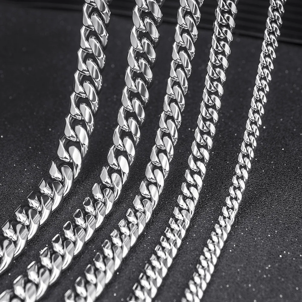 Titanium Steel Chunky Cuban Chain Necklace Unisex Spice Girls Cool Men Stainless Steel Collarbone Chain