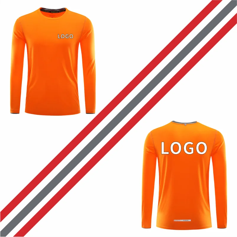 Abbigliamento da corsa a maniche lunghe da uomo t-shirt sportiva traspirante stampa personalizzazione palestra ricamo il tuo Logo Top ad asciugatura