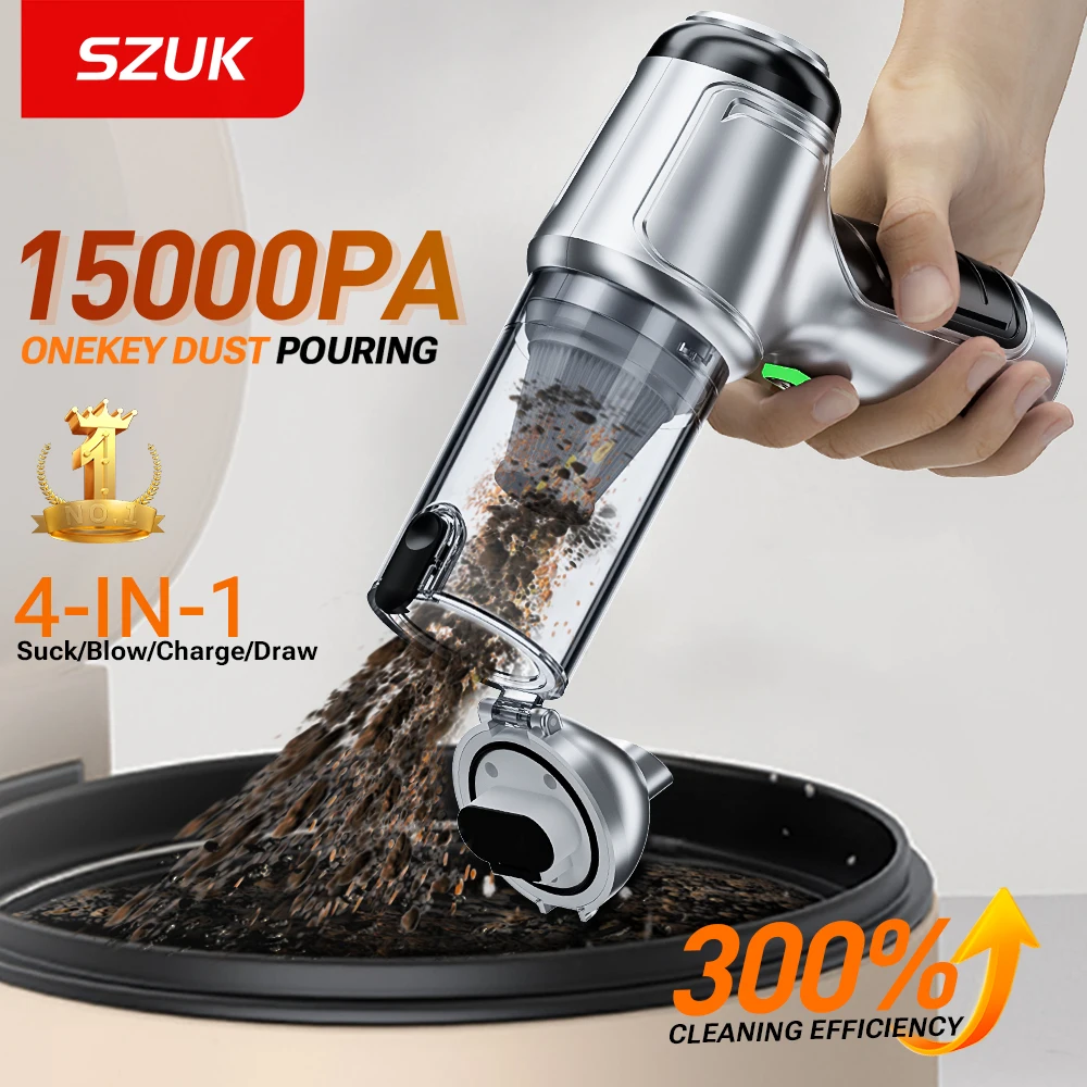 

Беспроводной ручной пылесос SZUK Mini 15000PA: Мощный портативный пылесос-воздуходувка для автомобиля и дома