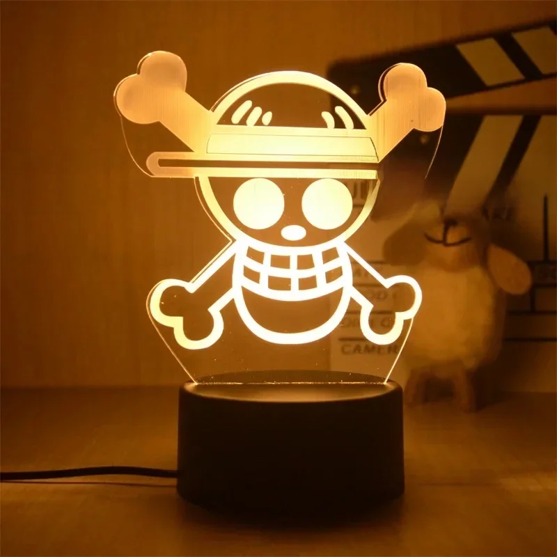Une pièce singe D Luffy Figure 3D Illusion LED veilleuse tactile Flash lumière bureau modèle Figure jouets chambre décor