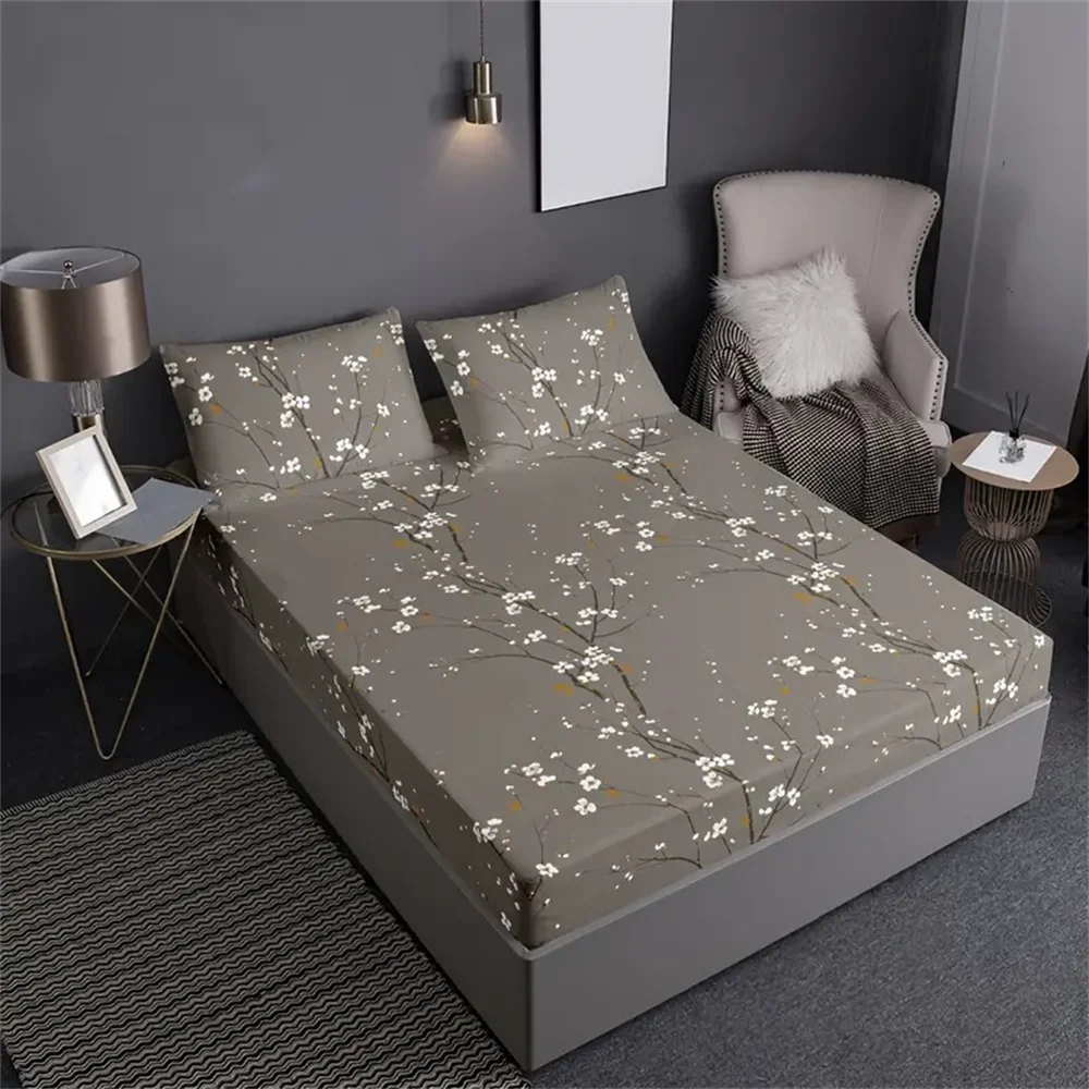 

Простыня с изображением динозавра, защита для матраса, постельное белье с растениями, эластичная простыня, детское покрывало для кровати для девочек, Twin Full Queen King Size