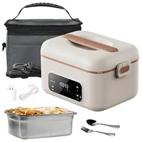 Boîte à lunch chauffante électrique sans fil rechargeable, chauffe-plat portable sans eau, boîte bento, 8 niveaux de température, 1000 ml, doublure en acier inoxydable pour le bureau, le travail et les voyages 2