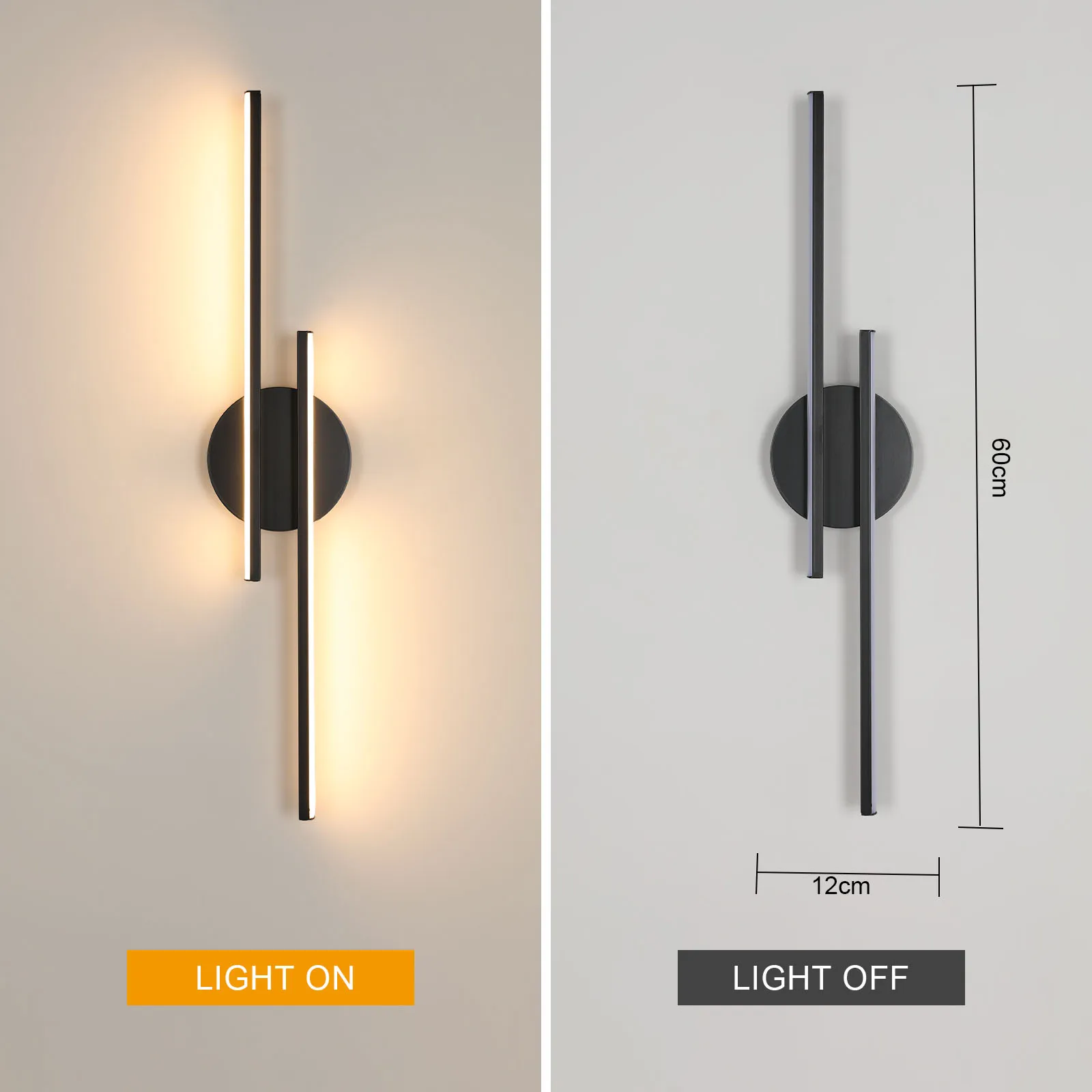 LED-Wandleuchten, modern, 24 W, Wandleuchte für den Innenbereich, schwarze Wandleuchte für Schlafzimmer, Spiegel, Wohnzimmer, Esszimmer, Treppe 3000 K – Detail 2
