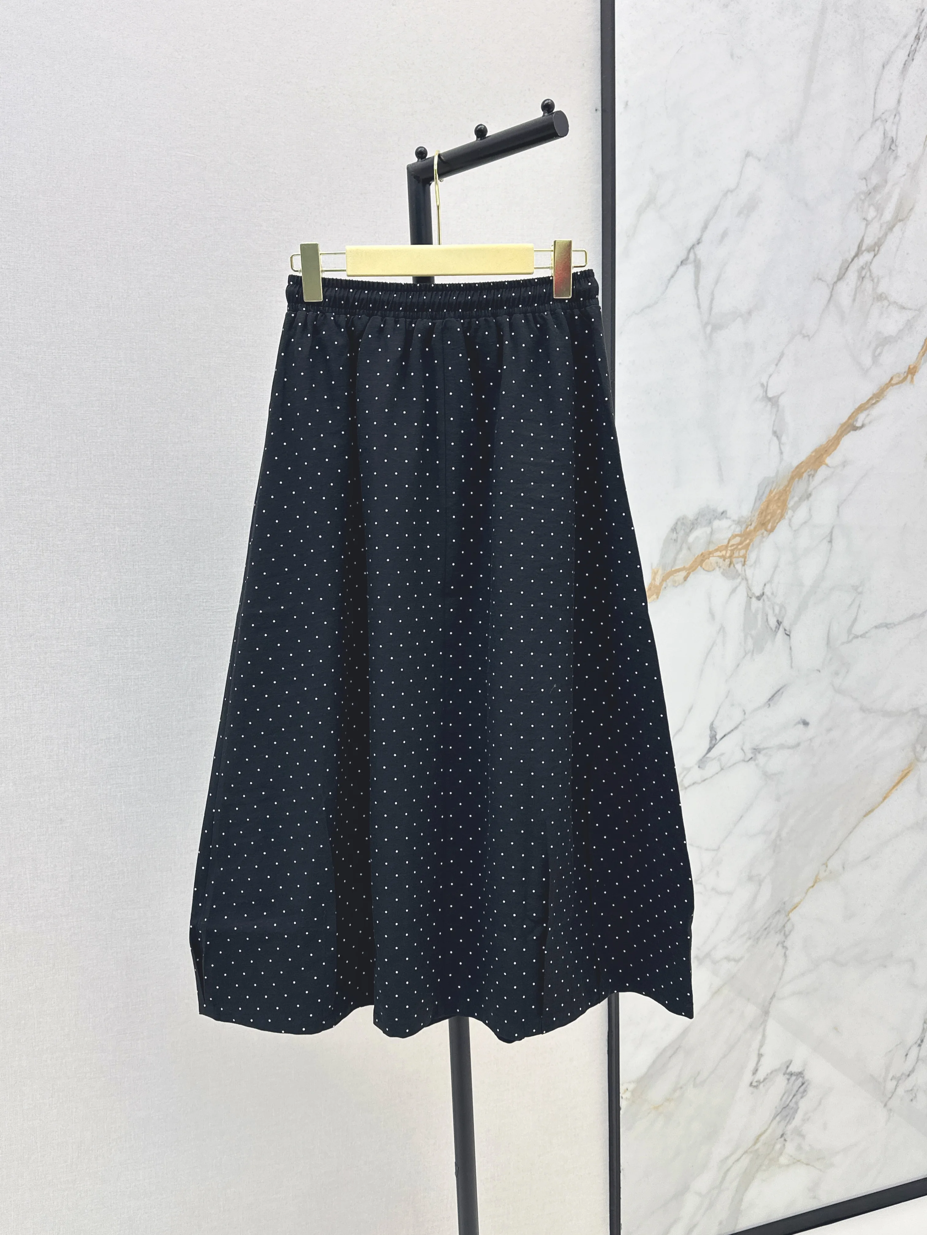 

2025 New Dress Long Drawstring Skirt Points Rayon Cotton Fashionable Versatile Slimming Figure-hugging