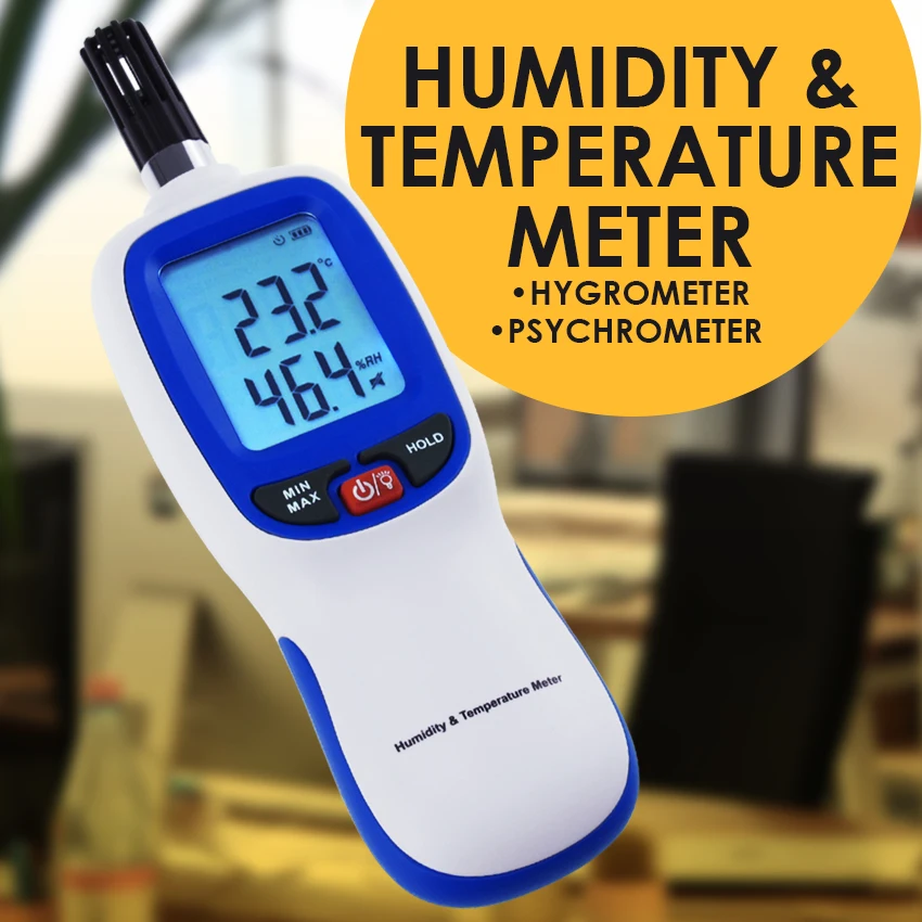 

Digital Professional Hygrometer Humidity & Temperature Psychrometer Dew Point Wetbulb Compact Portable for Factories, Laboratory