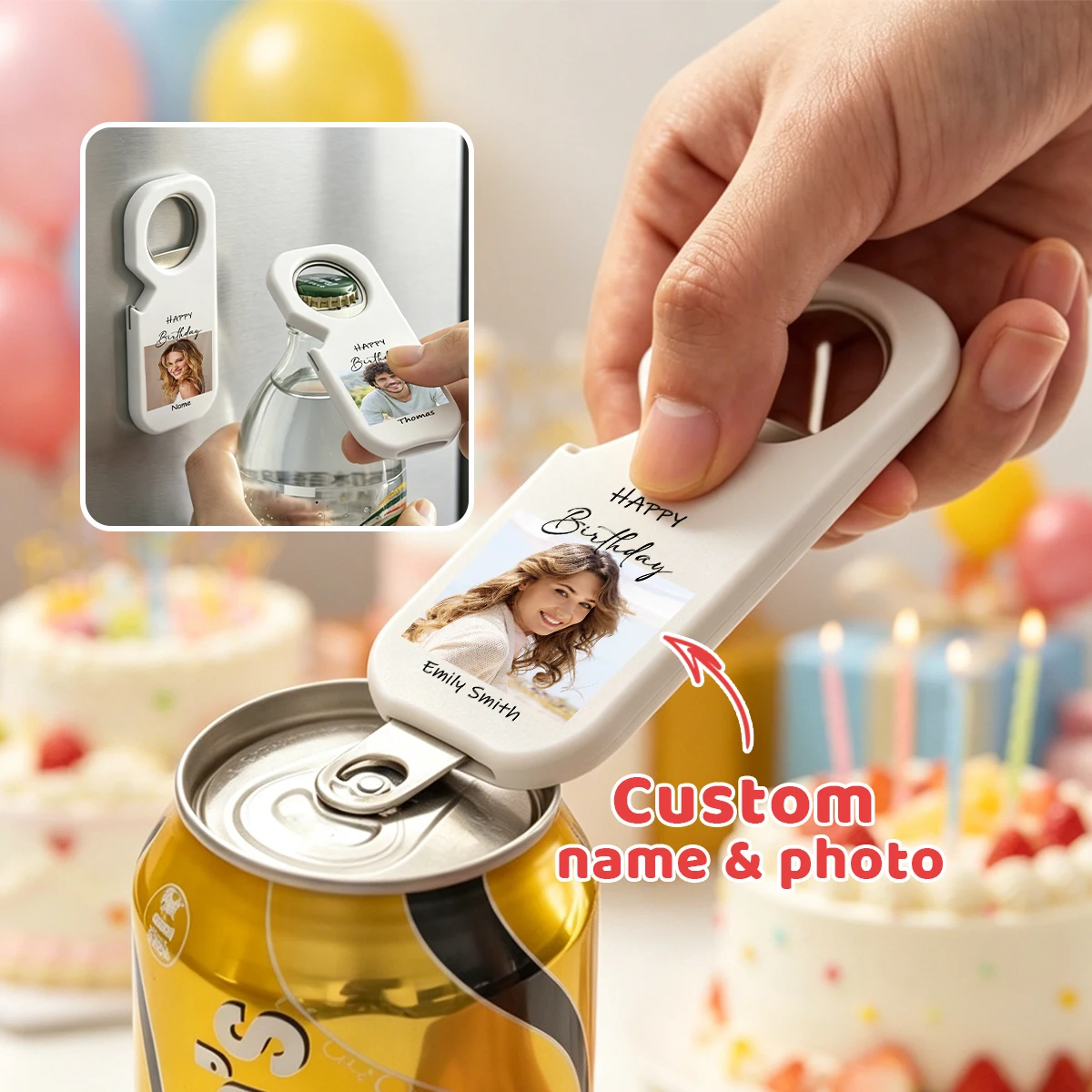 Customized Multifunctional Magnetic Bottle Opener With Customized Name And Image, Combining Style And Simplicity.