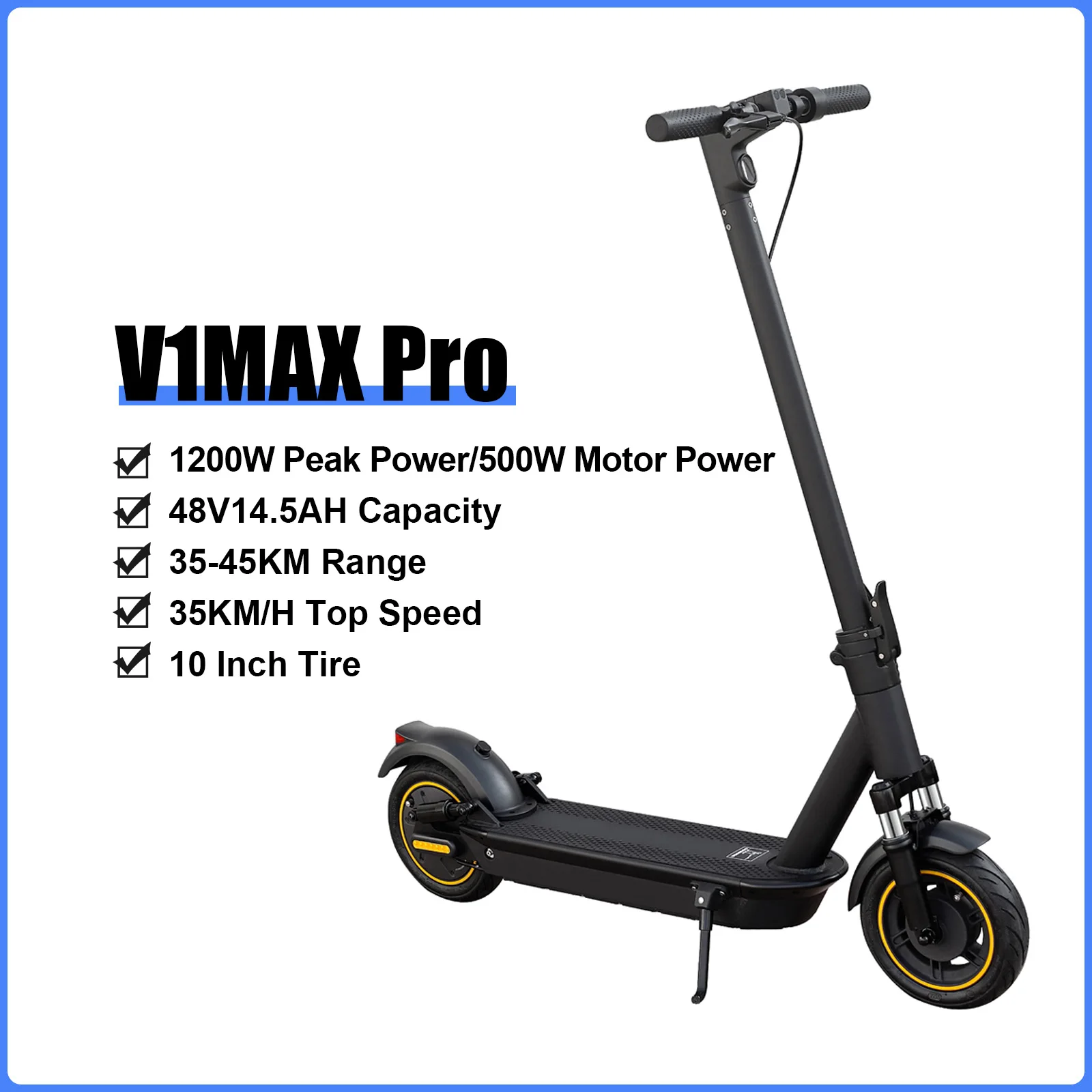 AOVOPRO V1MAX PRO 1200W elektrische scooter 45 km maximaal bereik 35 km/u 500 W motorvermogen 42V14.5AH opvouwbare elektrische scooter voor volwassenen